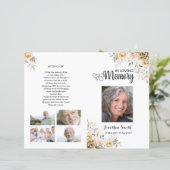 Sjabloon Golden floral Funeral Program (Staand voorkant)