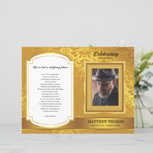 Sjabloon Golden Funeral Program (Staand voorkant)