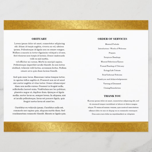 Sjabloon Golden ornamental Funeral Program (Achterkant)