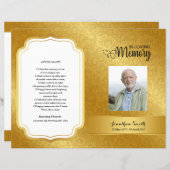 Sjabloon Golden ornamental Funeral Program (Voorkant / Achterkant)