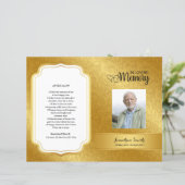 Sjabloon Golden ornamental Funeral Program (Staand voorkant)
