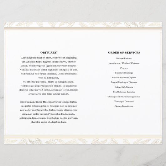 Sjabloon Golden ornamental Funeral Program (Achterkant)