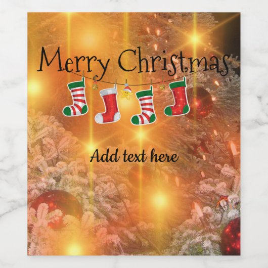 SJABLOON - Gouden Kerst Wijn Etiket (Enkel label)