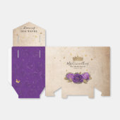 Sjabloon Gouden Kroon Paarse Roos Bedankt Feestje Bedankdoosjes (Uitgevouwen)