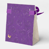 Sjabloon Gouden Kroon Paarse Roos Bedankt Feestje Bedankdoosjes (Achterkant)