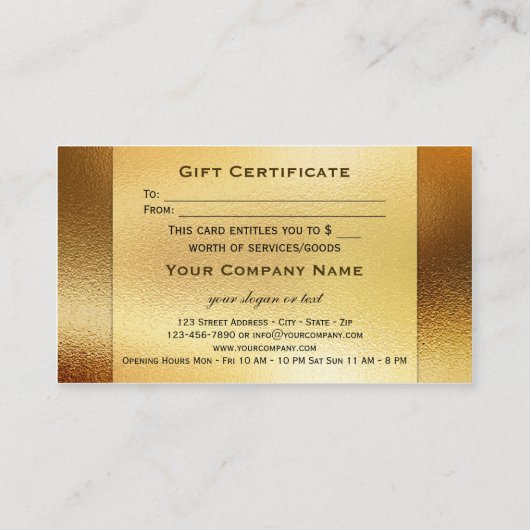 Sjabloon gouden mousserende bokeh-cadeaubon kortingskaartje (Achterkant)