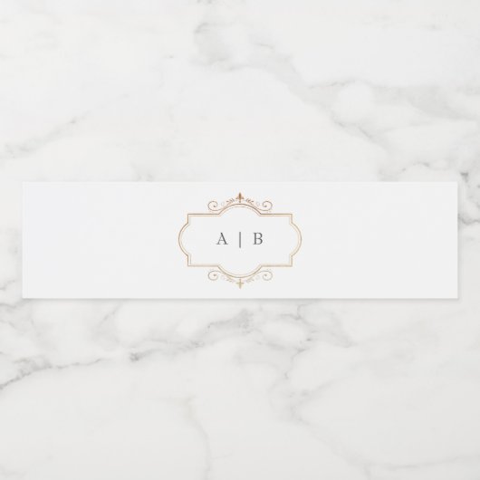 sjabloon goudkrest-monogram waterfles etiket (Enkel label)