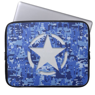 Sjabloon Grafisch Decal Navy Blue Camo Laptop Sleeve