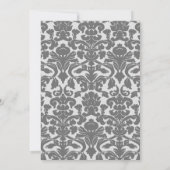 Sjabloon grijs en zilver Damask Wedding Kaart (Achterkant)