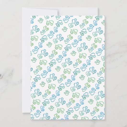 Sjabloon Groen blauw verbonden harten Vrijgezellen Kaart (Achterkant)