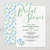 Sjabloon Groen blauw verbonden harten Vrijgezellen Kaart (Voorkant / Achterkant)