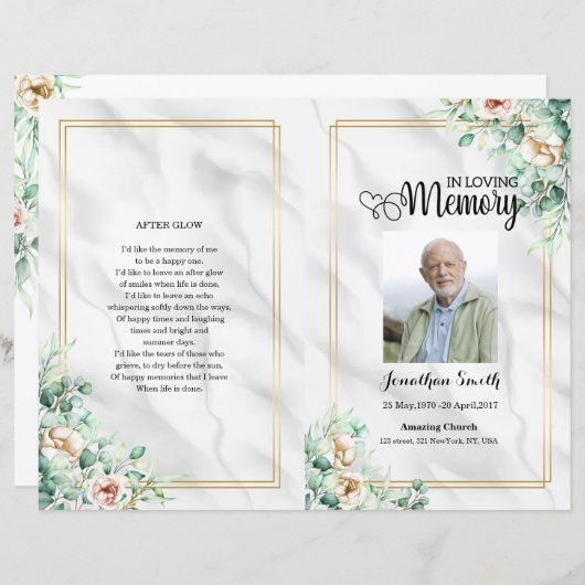 Sjabloon groen bloemetjesprogramma (Voorkant / Achterkant)