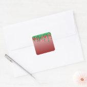 Sjabloon Groen en Rood Glitter Drip   Vierkante Sticker (Envelop)