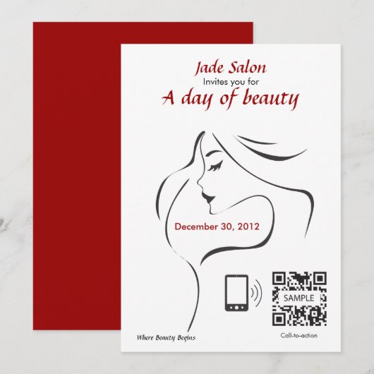 Sjabloon Hair Salon uitnodigen Kaart (Voorkant / Achterkant)