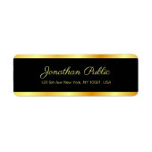 Sjabloon handgeschreven Script Black en Gold Elega Etiket (Voorkant)