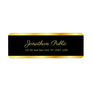 Sjabloon handgeschreven Script Black en Gold Elega Etiket