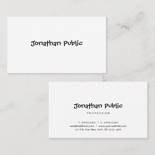 Sjabloon handgeschreven script minimalistisch mode visitekaartje (Voorkant / Achterkant)