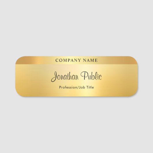 Sjabloon handschrift Script Modern Glamor Gold Naamplaatje (Voorkant)