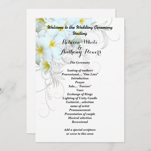 Sjabloon Hawaiian Plumeria Program (Voorkant / Achterkant)