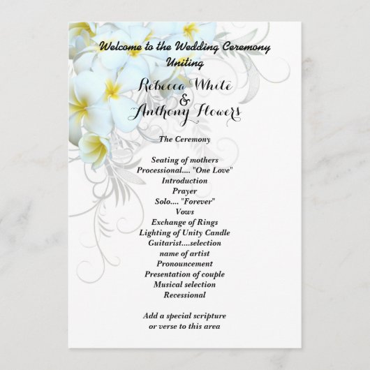 Sjabloon Hawaiian Plumeria Program (Voorkant)