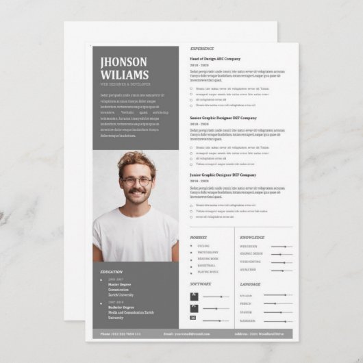 Sjabloon hervatten kaart (Voorkant / Achterkant)