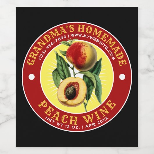 Sjabloon  Homemade Peach Wijn Label Wijn Etiket (Enkel label)