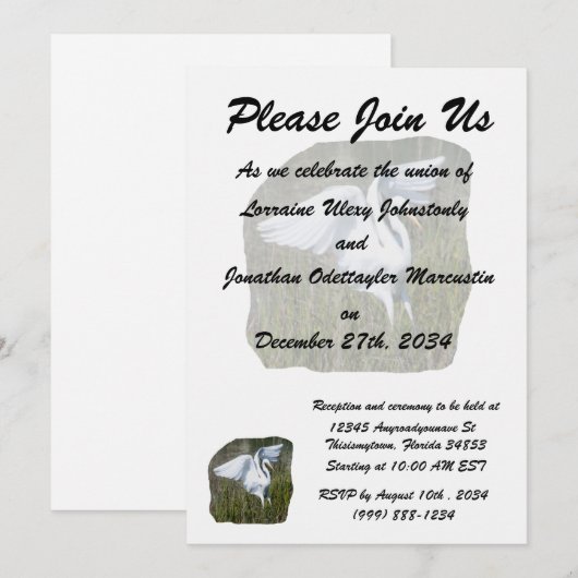 Sjabloon huwelijksuitnodiging kaart (Voorkant / Achterkant)