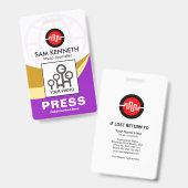 Sjabloon ID persfoto Global Curvature Waves Badge (Voor- en achterkant)