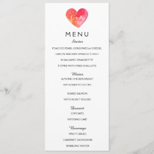 Sjabloon in het Romantic Wedding Menu