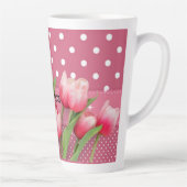 Sjabloon: inktbuisjes, roze en witte poka dots latte mok (Rechts)