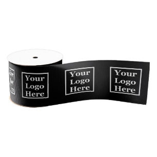 Sjabloon: Jouw Logo hier op Black Grosgrain Ribbon Lint