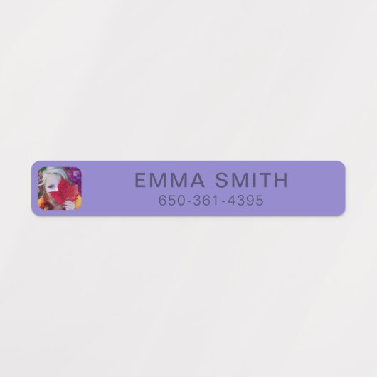Sjabloon jouw naam, foto- en telefoonlabels voor S Labels (Design 2)