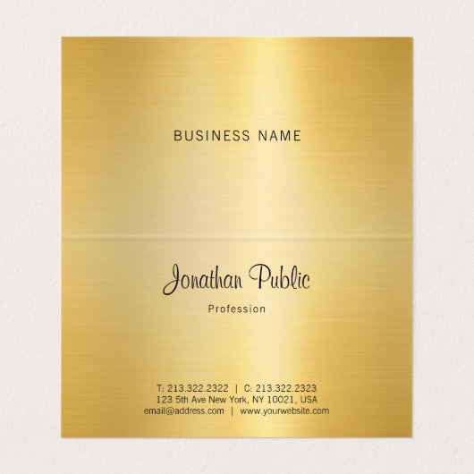 Sjabloon Kalligrafie Faux Gold Modern Professionee Visitekaartje (Binnenkant ongevouwen)