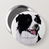 Sjabloon kant-en-klare Border Collie Personaliseer Ronde Button 4,0 Cm (Voorkant /achterkant)