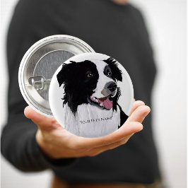 Sjabloon kant-en-klare Border Collie Personaliseer Ronde Button 4,0 Cm
