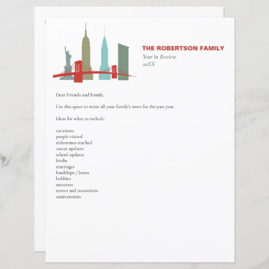 Sjabloon kerstfeestdag New York Skyline (Voorkant / Achterkant)