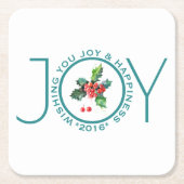 Sjabloon kerstmis Mistletoe & Joy Text Kartonnen Onderzetters (Voorkant)