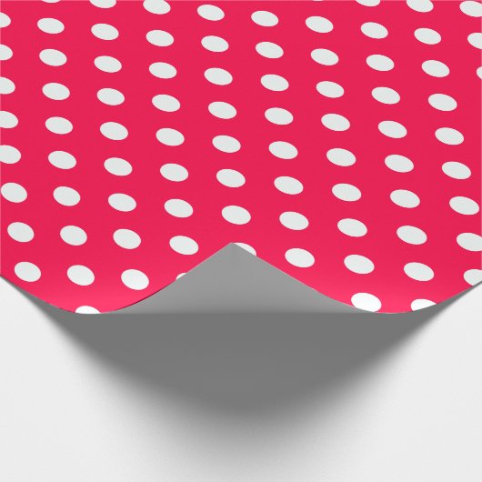 Sjabloon kerstrode witte pooldots cadeaupapier (Hoek)