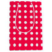 Sjabloon kerstrode witte pooldots medium cadeauzakje (Voorkant)