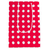 Sjabloon kerstrode witte pooldots medium cadeauzakje (Achterkant)