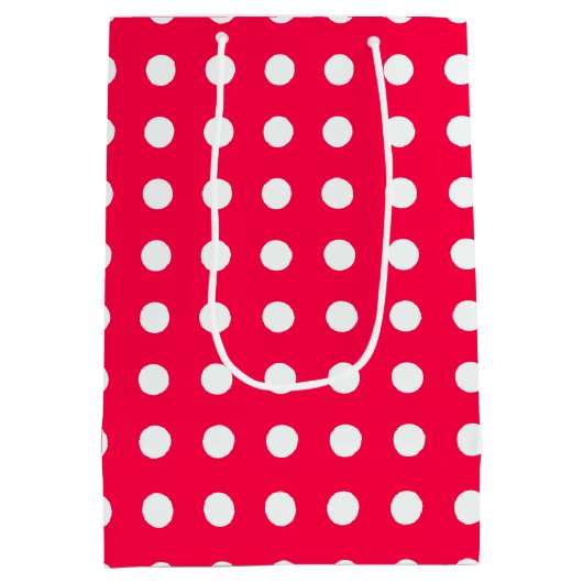 Sjabloon kerstrode witte pooldots medium cadeauzakje (Achterkant)