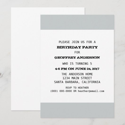 Sjabloon kind op verjaardag kaart (Voorkant / Achterkant)