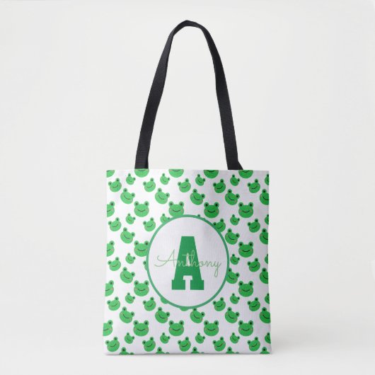 Sjabloon Kind van Froggy Monogram Terug naar schoo Tote Bag (Voorkant)