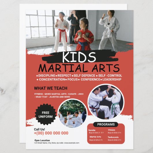 Sjabloon Kinder Martial Arts Flyer (Voorkant / Achterkant)