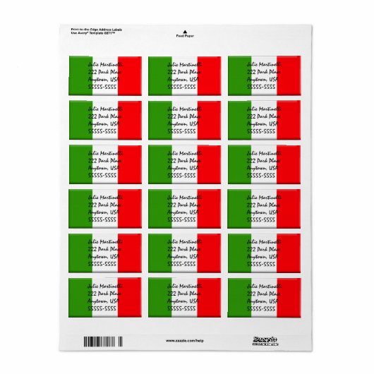 Sjabloon Klassieke Italiaanse adreslabel vrouw Etiket (Full Sheet)