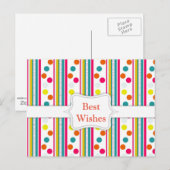 Sjabloon, kleurrijke Polka Dots Briefkaart (Voorkant / Achterkant)