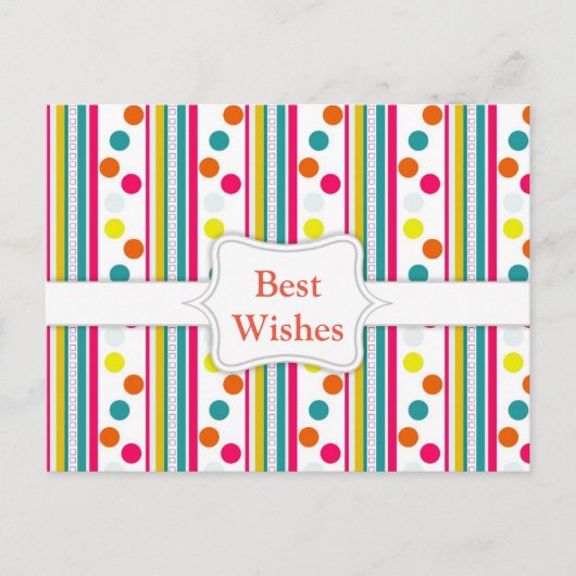 Sjabloon, kleurrijke Polka Dots Briefkaart (Voorkant)