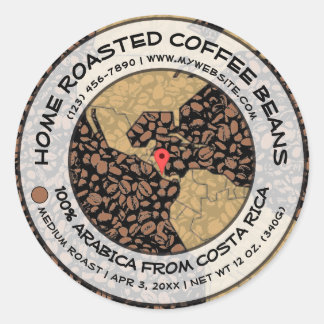 Sjabloon Koffiebonetiket Ronde Sticker