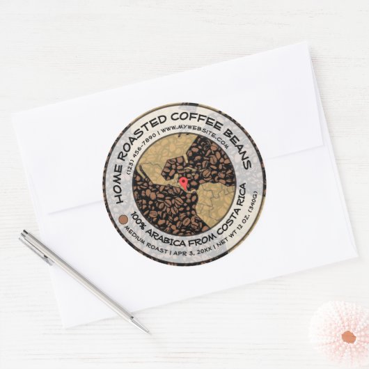 Sjabloon Koffiebonetiket Ronde Sticker (Envelop)