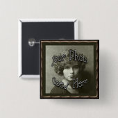 Sjabloon koper metallisch Lijst Vierkante Button 5,1 Cm (Voorkant /achterkant)